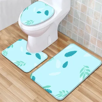 

Fashion Texture Toilet Set Floor Mat Bathroom 3 Pcs/set Carpet Kitchen Toilet Non-slip Absorbent Foot Pad Flannel Sponge Rugs