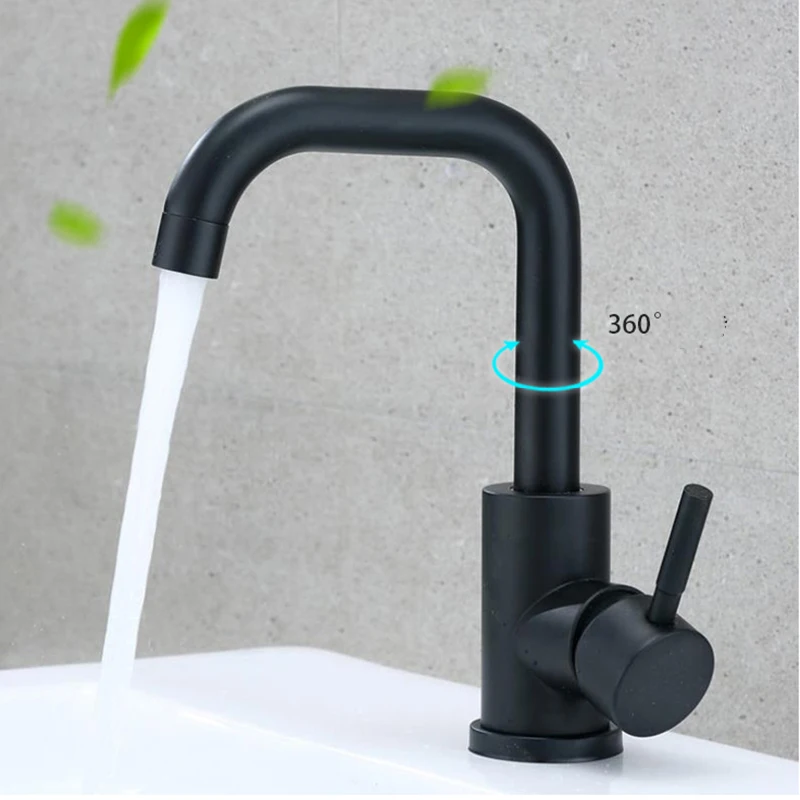 304 Stainless Steel Bathroom Faucet Basin Faucet Hot Cold Water Crane Basin Free Rotatble Spout Taps Black/White/N basin faucet,bathroom faucet,stainless steel faucet