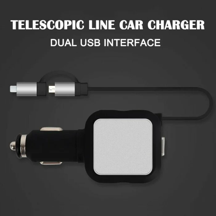 2 в 1 выдвижное автомобильное зарядное устройство двойной USB адаптер питания зарядка для мобильного телефона DXY88