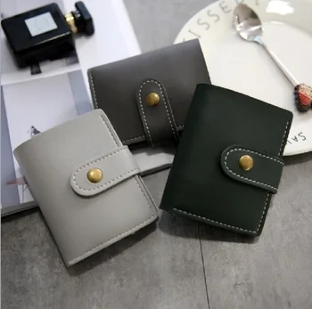 

ISKYBOB British Style Ladies Students Two Fold Sewing Thread Small Wallets Simple Trend Retro Portable Wallet High Quality