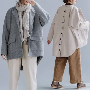 

BIG SIZE 4XL Autumn Winter Women Fashion Stripe Outwear Tops Ladies Female Plus Large Short Front Long Back Loose Jacket Coat