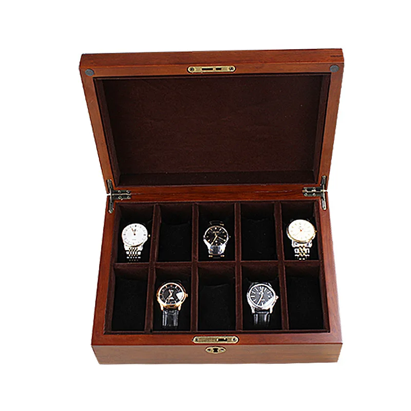 2022 10-Slots Solid Wooden Watch case 5 Seats Luxury Watch Organizer Box Wood Storage Box with Lock Jewelry Gift  Case for Man 