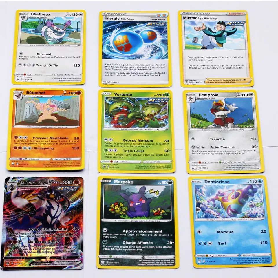 9PCS French Pokemon Cards Sword And Shield Battle Styles Full Sealed Retail Box Evolving Skies Pokemones Card For Children Gifts