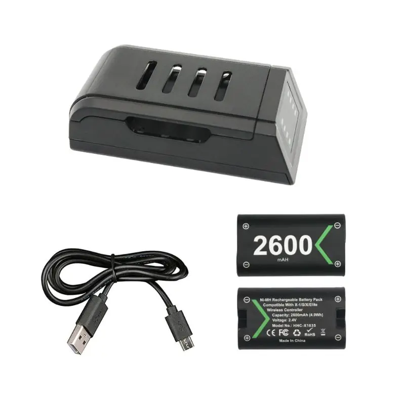

Controller Charger Rechargeable Battery Pack Charging Station for One with 2pcs 2600mAh Rechargeable Battery LED Indicator Light