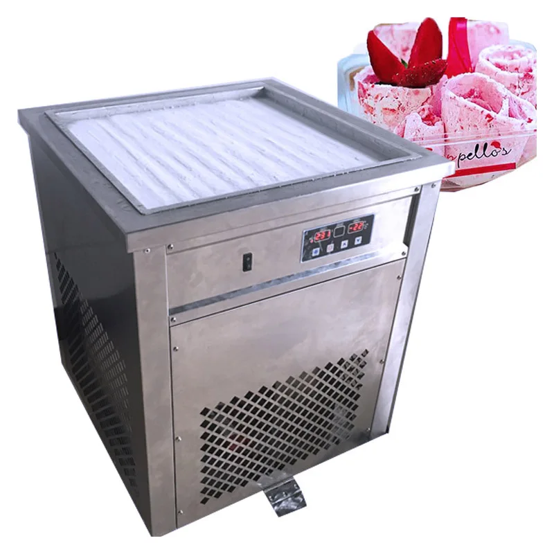 S/S 50cm Square Fry Pan Electric Thai Fried Yogurt Ice Cream Roll Machine Maker 