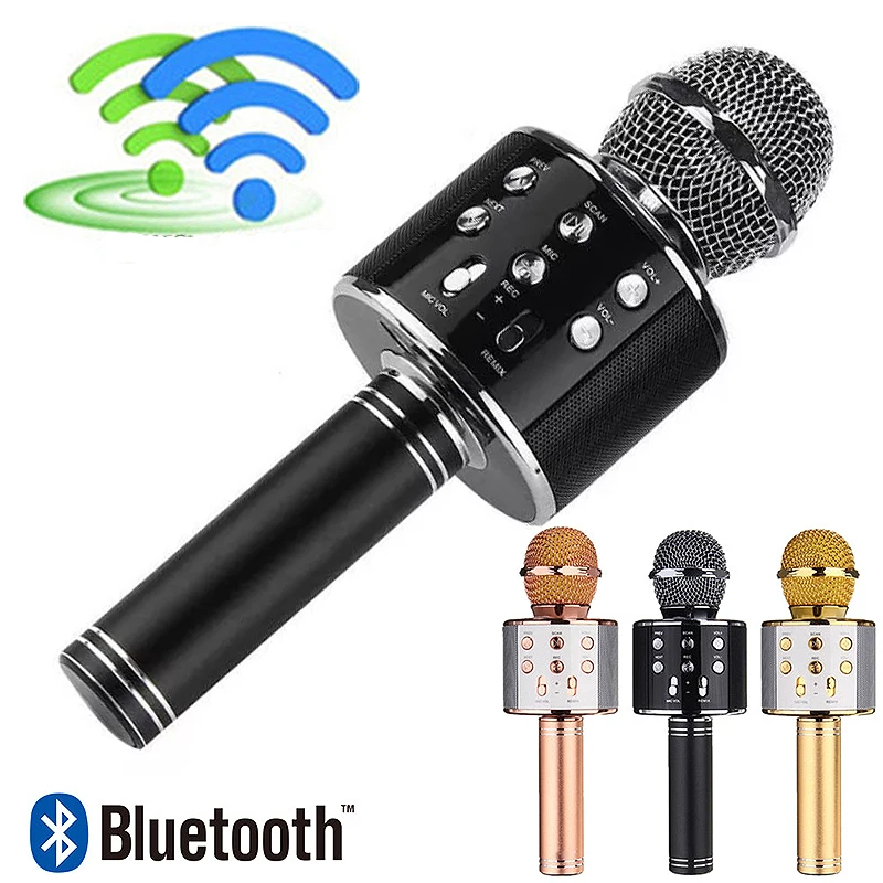 WS 858 беспроводной Bluetooth Караоке ручной микрофон USB KTV плеер динамик Запись музыки 3
