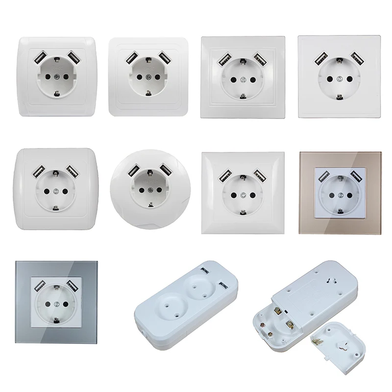 Настенная розетка USB зарядное устройство двойной USB Порты и разъёмы 5V 2A Usb enchufes para сравнению приз высокого качества серого цвета J4-01