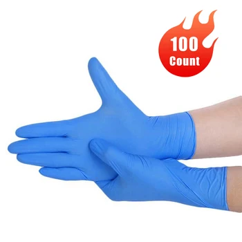 

100pcs Disposable Nitrile Gloves Dishwashing/Kitchen/Work/Rubber/Garden Gloves Universal For Left and Right Hand Waterproof