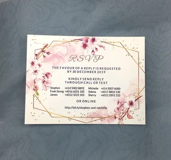 

50pcs Printing RSVP Card personalize Reception Reply Card Response invitation invite birthday party bridal shower Thank you card