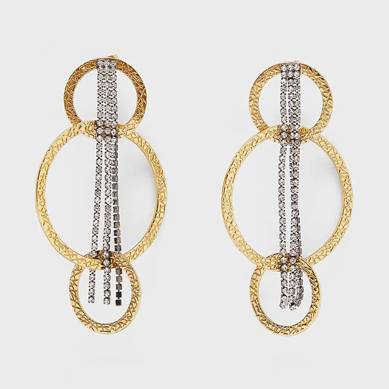 Girlgo ZA модные длинные висячие AB Цвет Кристалл Висячие серьги для женщин Boho большие круглые яркие серьги украшения вечерние подарки - Окраска металла: Style 5