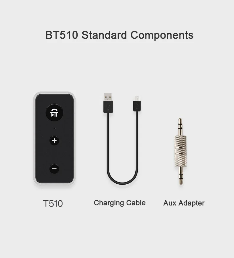 BT510 Bluetooth 5,0 аудио музыкальный адаптер Портативный беспроводной bluetooth аудио приемник с 3,5 мм Aux для автомобиля 8 часов воспроизведения