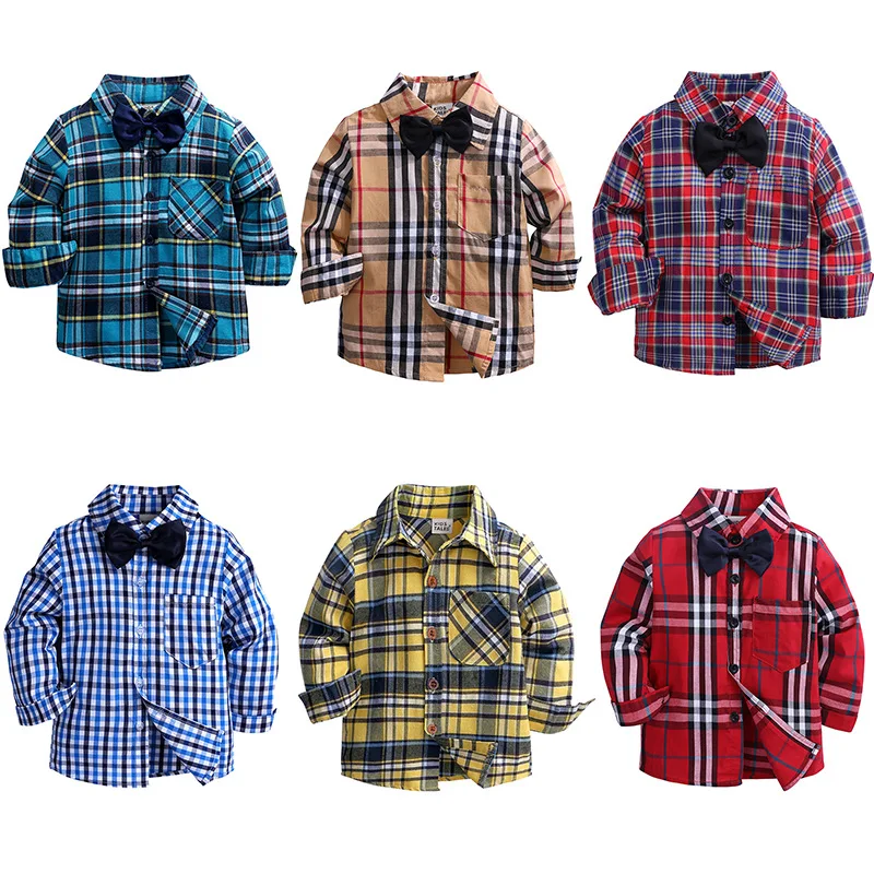 

Boys' Shirt Long Sleeve 2019 Europe And America Foreign Trade Autumn Childrenswear Plaid Shirt Children Baby Shirt