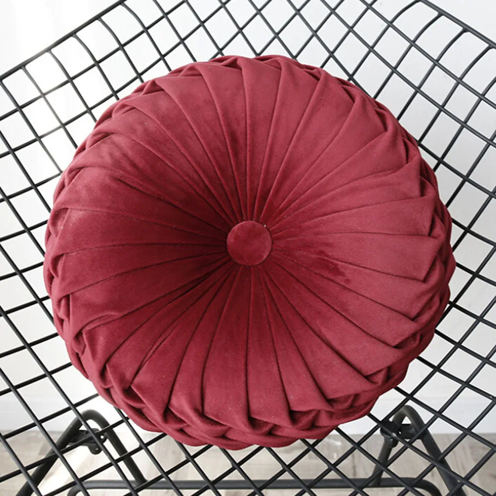 

Round Chair Cushions Halloween Pumpkin Shape Cushion Decorative Seat Pillow Pad Handmade Plicated Wheel Shape Chair Cushions