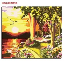 Закат Сумерки DIY Ручная роспись маслом цифровая картина маслом Цифры Картины Маслом китайский свиток картины для декорирования дома