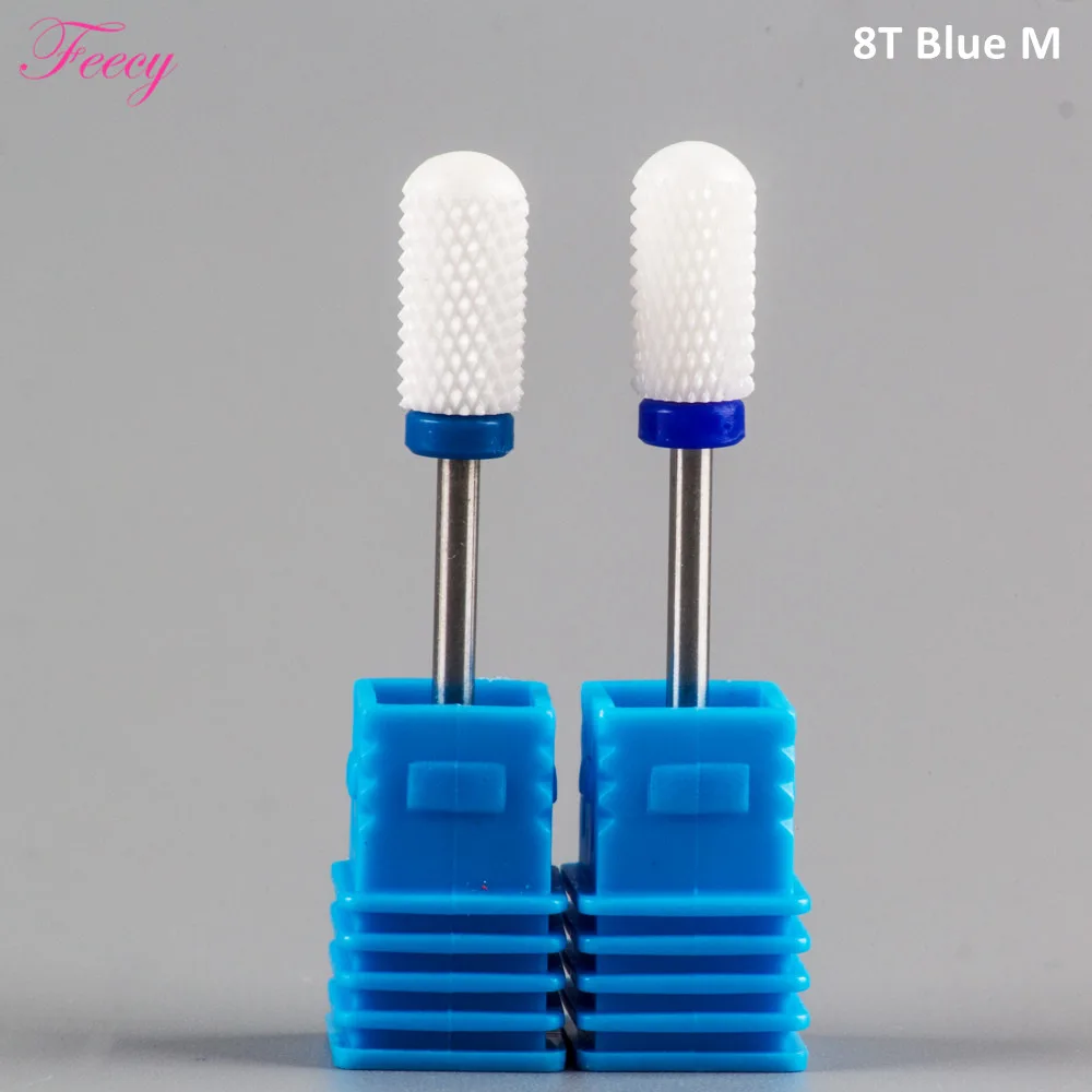 8T Blue M 2pcs 2шт Керамическая фреза для маникюрная мельница Фрезы колпачки для педикюра вращающиеся насадки для кутикулы сверла для ногтей файлы, аксессуары - Цвет: 8T Blue M 2pcs
