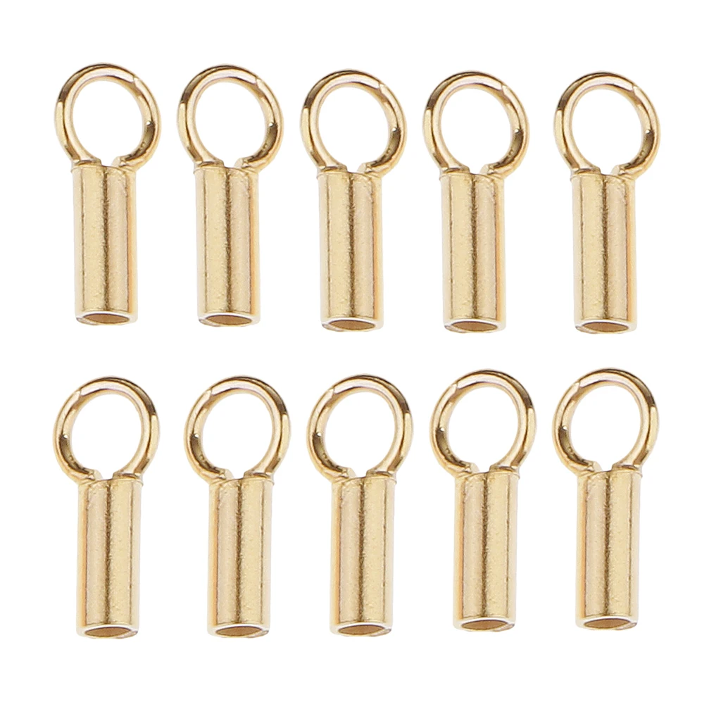 10 Pieces/set 925 Sterling silver color Tube Crimp Beads Stopper Cord End Bead DIY necklace bracelet Jewelry Making Findings