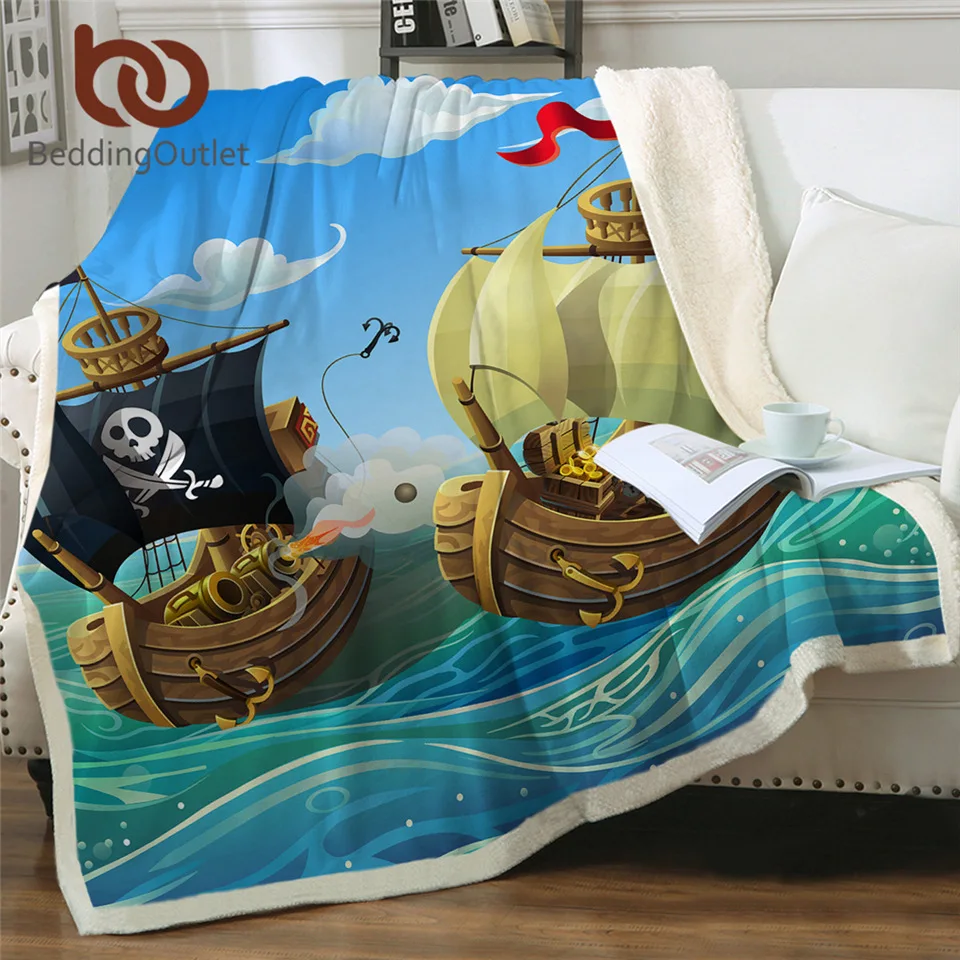 Постельные принадлежности Outlet пиратские одеяла для кровати мультяшная лодка шерпа Флисовое одеяло морской океан плюшевое покрывало заказное одеяло Прямая поставка