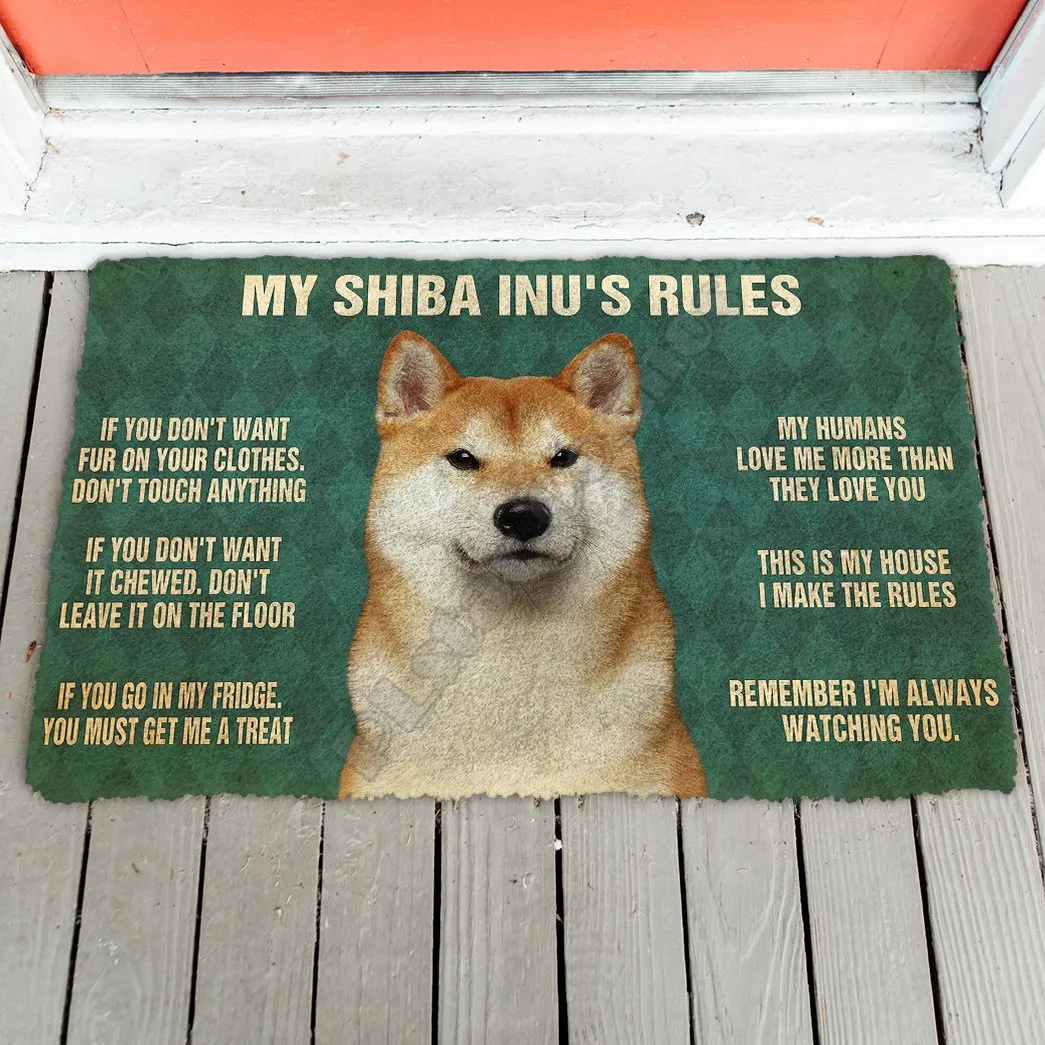 

3D Придверный коврик My Shiba Inu's Rules, Нескользящие напольные коврики для дверей, декоративный Придверный коврик для крыльца