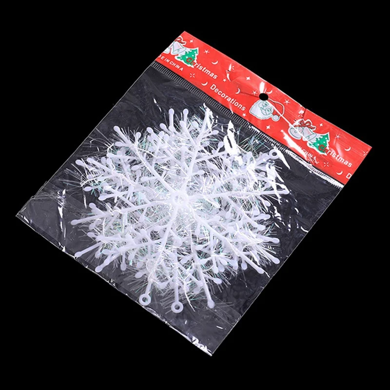 30pcs White Plastic Fake Snowflake Christmas Party Hanging Pendants New Year Xmas Tree Ornaments Window Decoration