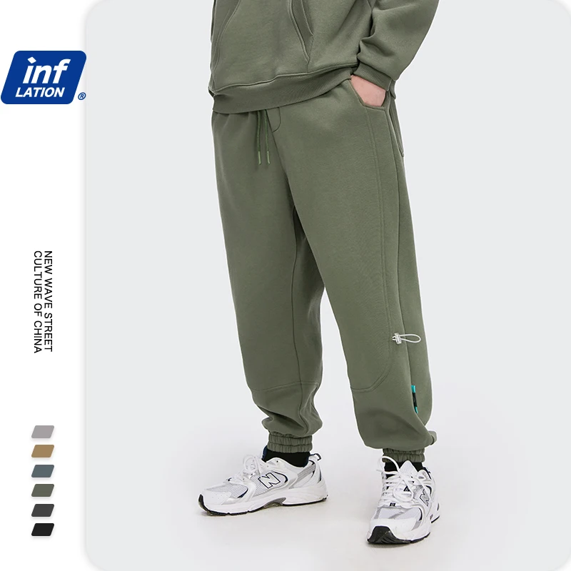 Outdoor-Pants Sweatpant Streetwear Fleece Winter INFLATION Loose Fit 3206W Elastic-Waist