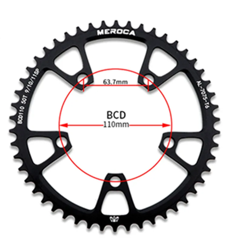 MEROCA 5 Когти 110BCD складной дорожный велосипед Кривошип цепное колесо положительные и отрицательные зубы один диск большой 50/52/54/56/58 т пластина