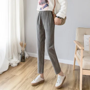 

New Women Autumn Winter Corduroy Casual Pants Fashion Spring Harlan Pant Women's Plus Size High Waist Harajuku Black Trousers