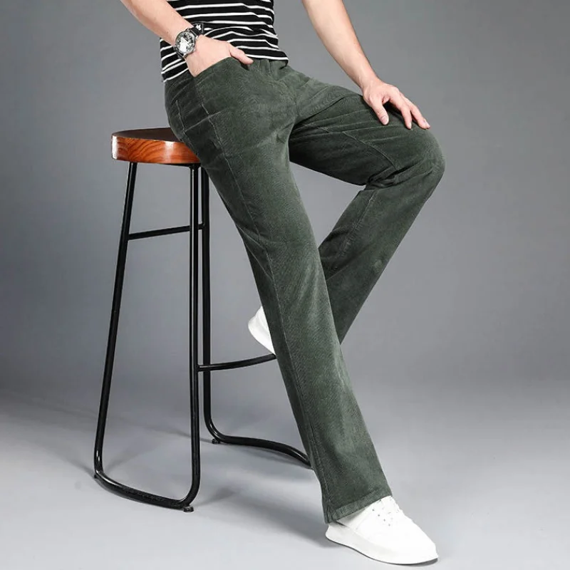 Men Flared Trousers Corduroy Boot Cut Trousers Bell Bottom Pants Casual Flare Pants Corduroy