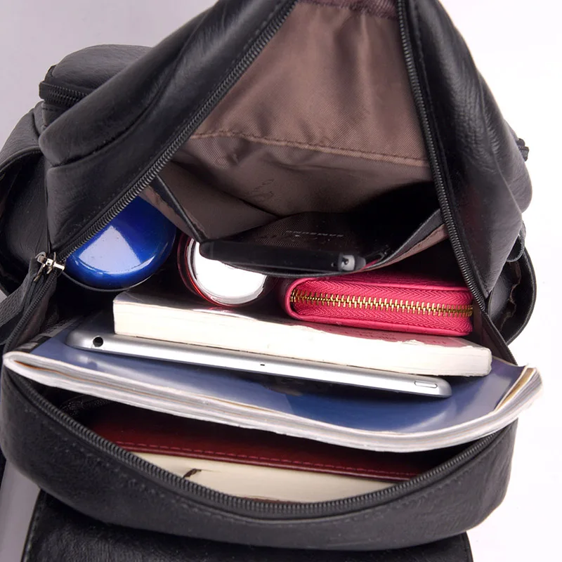 Cena Plecak moda damska 2020 pu skórzany plecak dla kobiet kieszeń na suwak torebka damska anti theif women bag