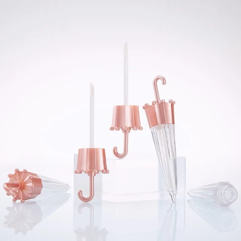 5.5ml Creative Umbrella Shaped Empty Lip Gloss Tube Lip Glaze Containers Refillable Cosmetic Bottle DIY Vials Rose Golb