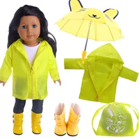 Doll Clothes Yellow Raincoat Backpack Umbrella For 18 Inch American Doll Girl's 43 Cm Reborn Baby Generation Accessories,Kid Toy 1
