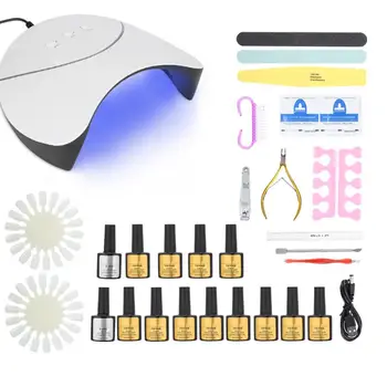 

Nail Set UV LED Lamp Dryer with 12pcs Soak Off Gel Professional Nail Polish Nail File Manicure Accessories Nail Art Tools Set