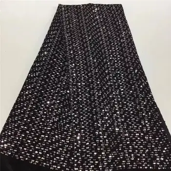

African Lace Fabric 2020 High Quality Nigerian Lace Fabrics With Sequins Embroidery French Tulle Lace Fabric for wedding 2711b