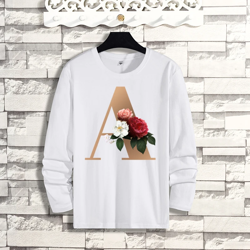 

Summer and Autumn Women's cotton long sleeve T-shirts Fashion monogrammed women's long sleeve T-shirts A,B,C,D,E,F graphic tee