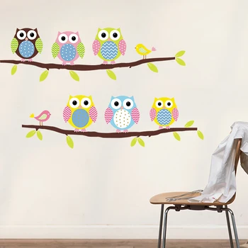 

stickers cute owl cartoon children's room bedroom kindergarten decorative stickers wallpaper stickers self adhesive