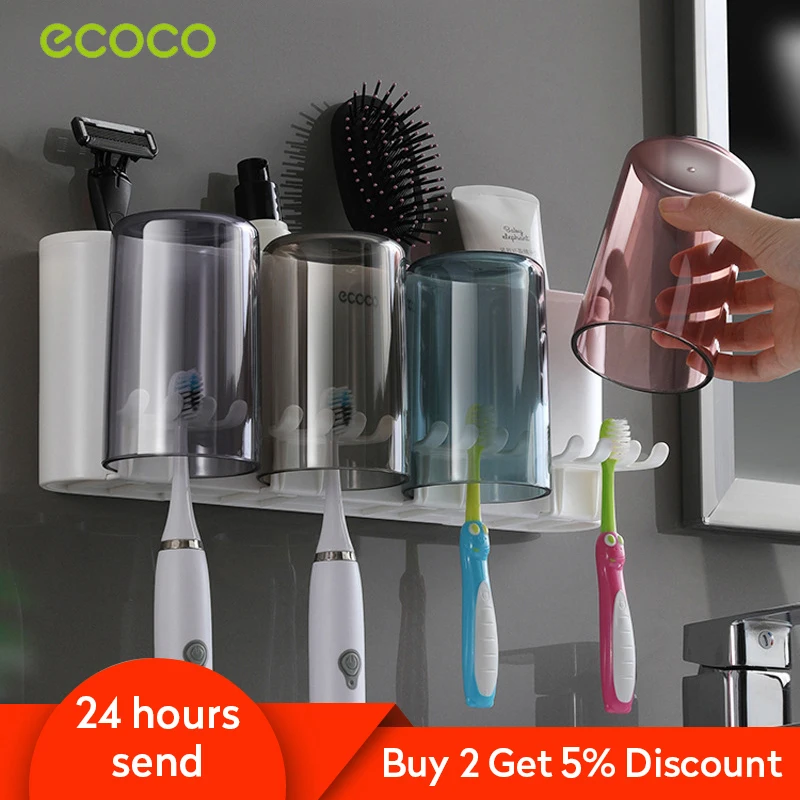 Ecoco Bathroom Toothbrush Holder Organizer Electric Wall Accessories Set Home | Дом и сад