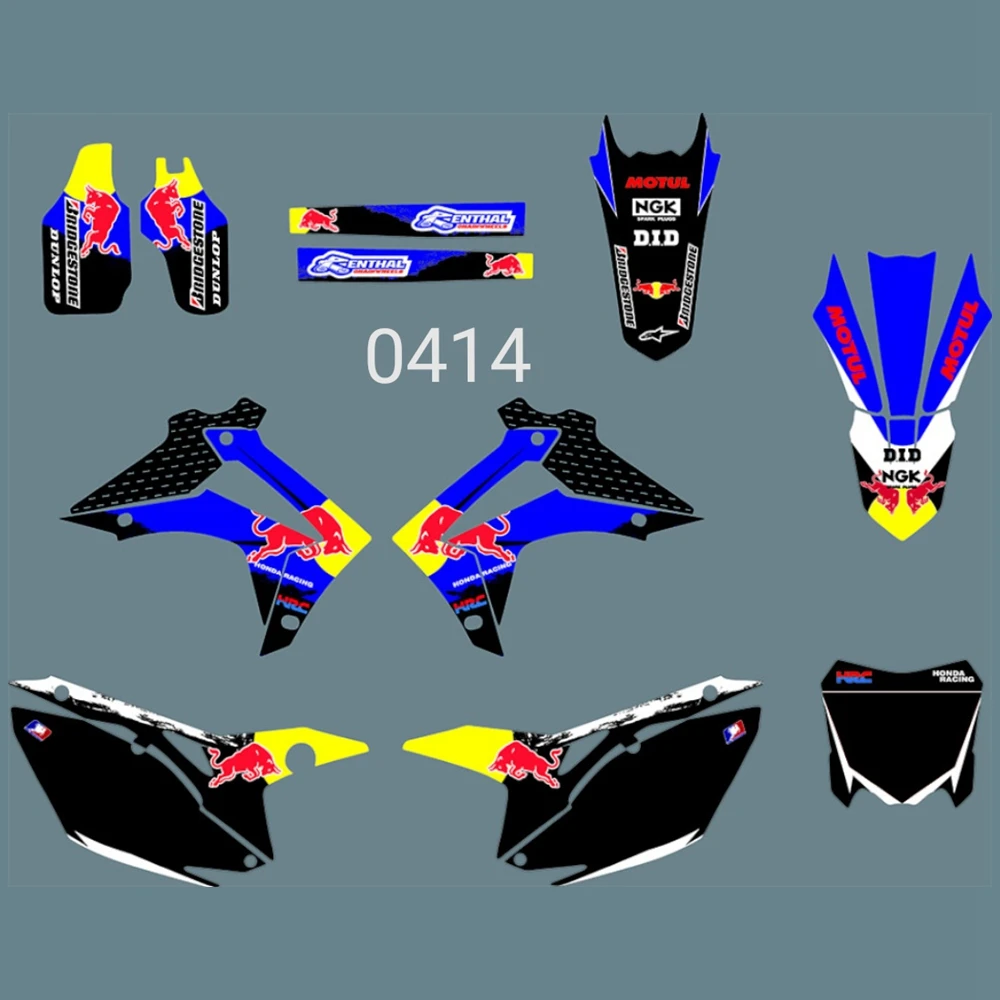 

New Bull Full Graphics Decals Stickers Custom Number Name Glossy Bright Stickers for HONDA CRF450 2013-14 CRF250 2014-2016