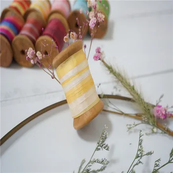 

7mmX10m/roll by woodenspool 100% pure silk embroidery ribbon thin taffeta high quality silk ribbon Anya Ribbon Handcraft
