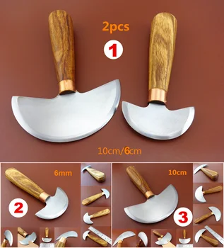 

3Kinds 6/10cm Leather Craft Swiss Steel Curve Round Cutting Cutter Knife Skiver Tool Set - Sewing Stitching Carving Stamping Awl