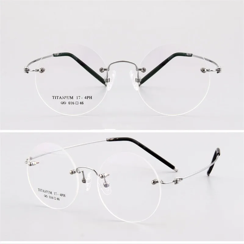Круглые очки унисекс ретро без оправы из чистого титана оптические линзы