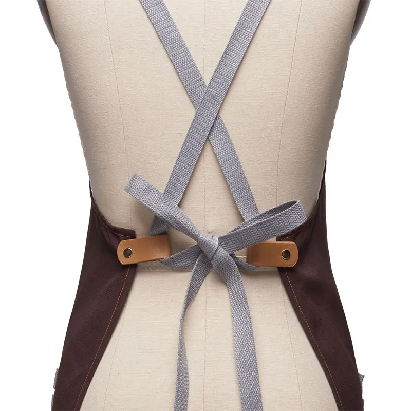Kitchen Apron Men's Chef Apron Cafe Women Cook Wear-Resistant Restaurant Print Embroidered