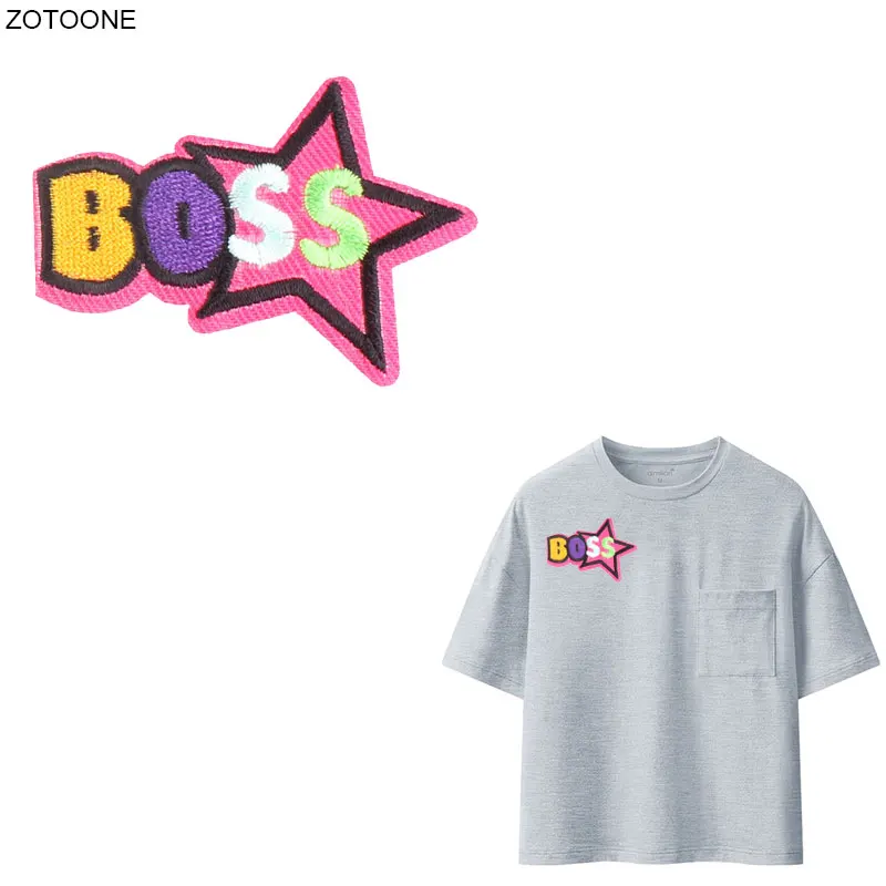 

ZOTOONE Letter Star Patch Iron on Patches for Clothes DIY Heat Transfer Badge Sew on Stickers Clothing Embroidery Applique H