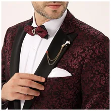 Мужские костюмы, Блейзер, пиджак, бордовый, цветочный рисунок, мужские вечерние костюмы, официальная одежда