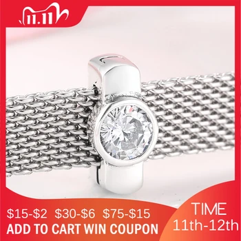 

Hot 925 Sterling Silver Classic fashion women shiny Clear CZ Charms Clip Beads Fit Reflection Bracelet For Women Jewelry Making