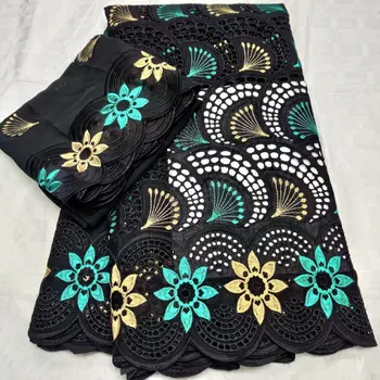 

New Fashion African Bazin Lace Fabric Embroidery Nigerian Bazin Riche Lace Fabric With Hole And Stones For Sewing