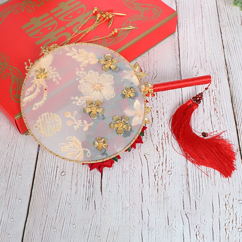 Bride Wedding Handheld Bouquet Round Fan Ancient Style Elegant Decoration Prop wedding party home decoration
