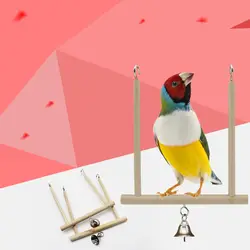 Для попугаев, для кусания игрушка натурального основной цвет твердой древесины стенд нашест для птиц детская игрушка качели аксессуары