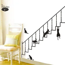 Импортные товары котенок лестницы стикер с рисунком из мультфильма экологически чистые съемные модные домашние наклейки на стену AY9008