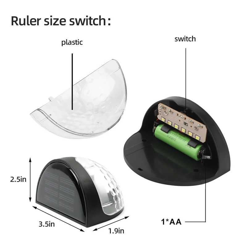 6LED солнечный светильник Открытый водонепроницаемый полукруглый забор Светильник Солнечный настенный светильник патч Капля воды ночной Светильник ing