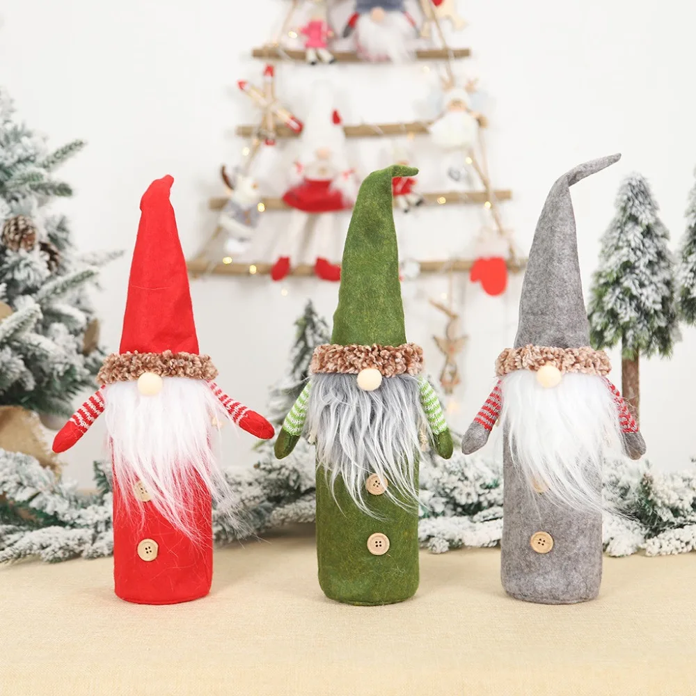 Santa Claus wine bottle bag party table Christmas happy decoration gift Christmas covers for bottles wijn kerst 20O30 (17)