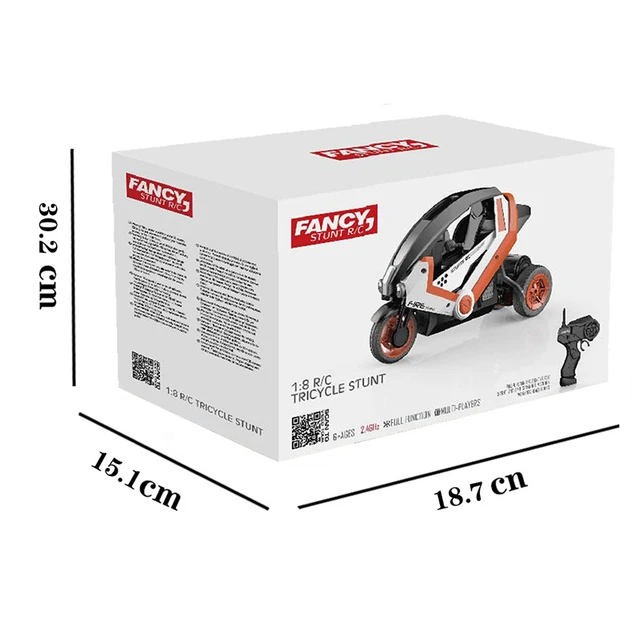 New 1:8 Tricycle 360° Rotary Stunt Remote Control Car Toy Kid Motorcycle Electric High Speed Drift 2.4G Stunt Car Holiday Gift 3
